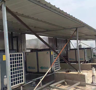 山东省莱芜如家酒店7台10匹低温机组地暖加空调